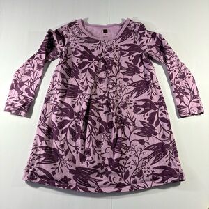 Tea Collection Dress 4‎ Free as a Bird Pleat Long Sleeve Purple Novelty Preppy